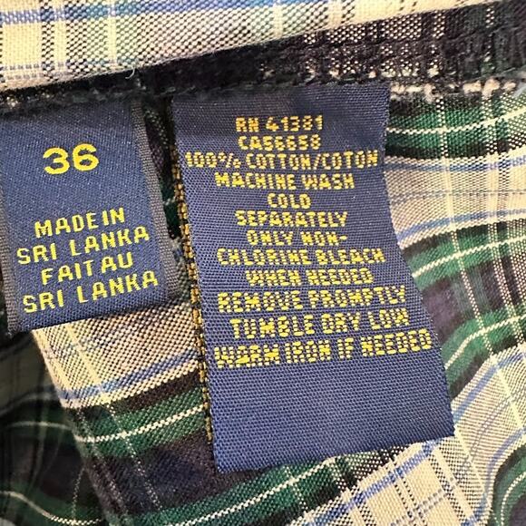 Polo Ralph Lauren Shorts Men's 36 Madras Blue Plaid Preppy Inseam 9" Academia - Picture 4 of 5